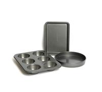 MasterClass Three Piece Non-Stick Baking Pan Bundle, Includes Muffin Pan, 23cm Loose Base Sandwich Pan, and Brownie Pan