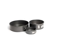 MasterClass 3pc Non-Stick Spring Form Loose Base Round Cake Pan Set with 3x Baking Pans, 11cm, 18cm & 23cm in Grey Masterclass Grey