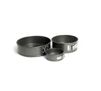 MasterClass 3pc Non-Stick Spring Form Loose Base Round Cake Pan Set with 3x Baking Pans, 11cm, 18cm and 23cm - Black - Carbon Steel - Cake Tins