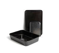 MasterClass 3pc Vitreous Enamel Non-Stick Cookware Set with 1x Roasting Pan & 2x Baking Trays in Black Masterclass Black