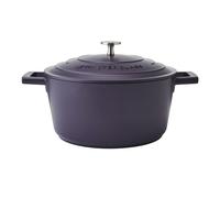 MasterClass Cast Aluminium Casserole Dish With Self-Basting Lid Premium Quality Lightweight Non-Stick Medium Round Purple Hob To Oven Safe Cooking Pot For Curries Dishwasher Safe, 24cm, 4L
