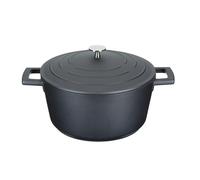 MasterClass 4L Large Cast Aluminium Casserole Dish with Lid, Black, 24cm - Black - Aluminium - Casserole Dish