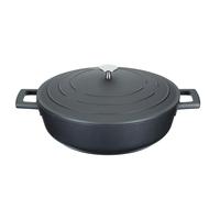 MasterClass 4L Shallow Cast Aluminium Casserole Dish with Lid, Black, 28cm - Black - Aluminium - Casserole Dish