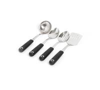 MasterClass 4pc Stainless Steel Utensil Set with Cooking Spoon, Slotted Spoon, Slotted Turner & Ladle in Metallics Masterclass Metallics