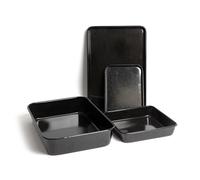 MasterClass 4pc Vitreous Enamel Non-Stick Cookware Set with 1x Roasting Pan & 3x Baking Trays in Black Masterclass Black