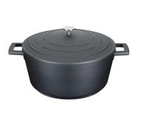 MasterClass 5L Large Cast Aluminium Casserole Dish with Lid, Black, 28cm - Black - Aluminium - Casserole Dish