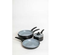 MasterClass 5pc Ceramic Non-Stick Eco Pan Set with 2x Frying Pans, 24cm, 28cm, 2x Saucepans, 18cm & 20cm and 29.5cm Wok - Black - Aluminum - Frying Pans