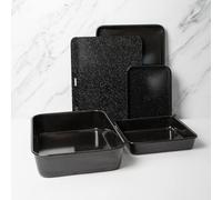 MasterClass 5pc Non-Stick Cookware Set with Roasting Pan & 4 Baking Trays in Black Masterclass Black