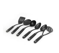 6pc Non-Slip Nylon Kitchen Utensil Set with Skimmer, Ladle, Slotted Spoon, Masher, Cooking Spoon and Slotted Turner Masterclass Black One Size