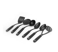 MasterClass 6pc Non-Slip Nylon Kitchen Utensil Set with Skimmer, Ladle, Slotted Spoon, Masher, Cooking Spoon & Slotted Turner in Black Masterclass Black