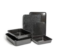 MasterClass 6pc Non-Stick Bakeware Set with 2x Roasting Pans & 4x Baking Trays in Black Masterclass Black