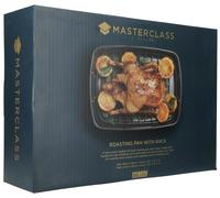 MasterClass 6pc Roasting Set with Roasting Pan with Rack, Roasting Pan, Oven Tray, Yorkshire Pudding Tin, Meat Thermometer & Oven Glove - Grey - Carbon Steel - Roasting Pans