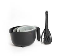 MasterClass 9pc Kitchen Tools Bundle with Mixing Bowl, Colander, Measuring Jugs, 2x Spatulas, Cooking Spoon, Pasta Server & Masher in Grey Masterclass Grey