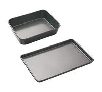 MasterClass Bakeware Set with Deep Roasting Tin and Large Baking Tray with PTFE, PFOA and BPA Free Non Stick, Robust 1mm Thick Carbon Steel, 2 Pieces