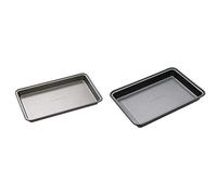 MasterClass, Baking Tray, Brownie Tin, Non Stick, Carbon, Grey, 34 x 20 cm (13.5 x 8 inches) & Baking Tray, Non-Stick, Brownie Tin, Oven Tray for Traybakes, Carbon Steel, 34 x 20 cm, Grey