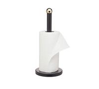 MasterClass Black Kitchen Roll Holder with Brass Effect Accents, Stainless Steel, 15 x 15 x 35 cm
