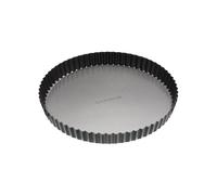 MasterClass 28 cm Loose Bottomed Tart Tin, Fluted Round Quiche Pan with PFOA Non Stick, Robust 1 mm Thick Carbon Steel, 11 Inch, Black