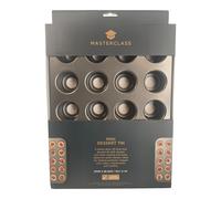 MasterClass Mini Muffin Tin 20-Hole – Loose Bases, PFOA Non-Stick, 1 mm Carbon Steel, 35 x 27 cm, Grey