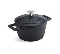 MasterClass Casserole Dish 17 cm, Cast Aluminium, 1.4 L, Induction & Oven Safe, Black