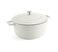 MasterClass Casserole Dish with Lid, Large 5L/28 cm, Lightweight Cast Aluminium, Induction Hob and Oven Safe, Cream