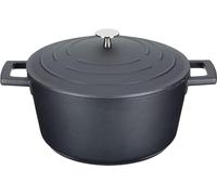 MasterClass Casserole Dish With Lid, Medium 4L/24 cm, Lightweight Cast Aluminium, Induction Hob And Oven Safe, Black