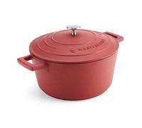 MasterClass Casserole Dish With Lid, Medium 4L/24 cm, Lightweight Cast Aluminium, PFA & PFOA Free Dutch Oven, Induction Hob And Oven Safe, Red
