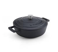 MasterClass Cast Aluminium Black Shallow Casserole Dish, 24cm, 2.5 Litre, Gift Boxed