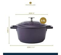 Casserole Dish 2.5L Cast Aluminium Masterclass Purple All Hob Types Induction