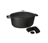 MasterClass Cast Aluminium Casserole Dish with Handle Covers, Black, 6L in Black Masterclass Black