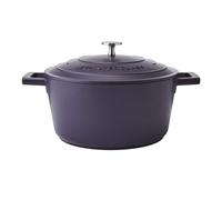 MasterClass Cast Aluminium Casserole Dish With Self-Basting Lid Premium Quality Lightweight Non-Stick Medium Round Purple Hob To Oven Safe Cooking Pot For Curries Dishwasher Safe, 24cm, 4L