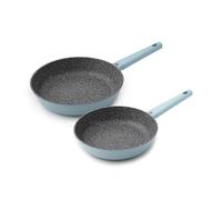 MasterClass Cast Aluminium Non-Stick Fry Pan Twin Pack PFA Free Lightweight Skillet Stylish Sky Blue Colour with Durable Coating, Induction Base Hob-to Oven Safe Dishwasher Safe, 28cm and 24cm