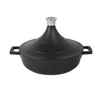 MasterClass Cast Aluminium Tagine Dish with Self-Basting Cone Lid, 5L Non-Stick Round Casserole, Induction Hob to Oven Cookware, Dishwasher Safe, Oven Safe, 28cm, Black