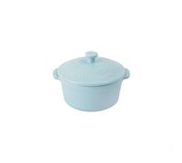 MasterClass Ceramic Mini Casserole Dish with Handles, 180ml Small Round Oven Dish, Ideal for Creme Brulee and Tapas, Lightweight Bakeware, Hob To Oven Cooking Pot, Dishwasher Safe, 10cm, Sky Blue