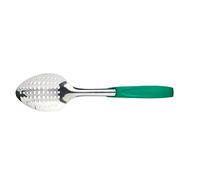 MasterClass Colour-Coded Catering-Quality Stainless Steel Slotted Spoon, 34 cm (13.5") - Green (Vegetarian)