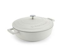 MasterClass Shallow Casserole Dish with Lid, Hob to Oven to Table Casserole Pan, Ultra Lightweight, Optimum Heat Conduction, 4L, Cream