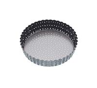 MasterClass Crusty Bake 18 cm Perforated Quiche Tin with PFOA Non Stick and Loose Bottom, Fluted, Robust 1 mm Carbon Steel, Grey