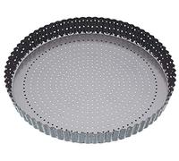 MasterClass Crusty Bake 30 cm Quiche Tin with PTFE, PFOA and BPA Free Non Stick, Robust 1 mm Carbon Steel, Loose Bottom, Fluted, Perforated, Grey