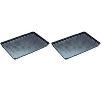 MasterClass Crusty Bake, Baking Tray with PTFE, PFOA and BPA Free Non Stick, Robust 1mm Thick Carbon Steel, Cookie Sheet, Perforated Holes for Ultimate Crisp, Ultra Double Layer, 39x27cm, Grey