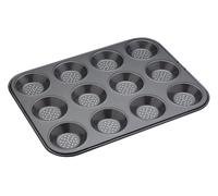 MasterClass Crusty Bake Non-Stick 12 Hole Shallow Baking Tray for Tarts, 32 x 24cm in Black | Size: 32 x 24 cm Masterclass Black 32 x 24 cm