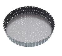 MasterClass KCMCCB39 Crusty Bake 20 cm Perforated Quiche Tin with PFOA Non Stick and Loose Bottom, Fluted, Robust 1 mm Carbon Steel, Grey