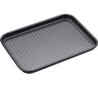 MasterClass Crusty Bake Perforated Baking Tray with PTFE, PFOA and BPA Free Non Stick, Robust 1mm Thick Carbon Steel, 24 x 18cm