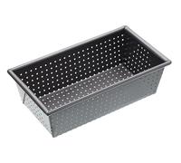 MasterClass Crusty Bake Perforated Loaf Tin with PTFE, PFOA and BPA Free Non Stick, Robust 1 mm Carbon Steel, 2 lb, 21cm x 11cm x 7cm, Grey