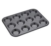 MasterClass Crusty Bake Perforated Mince Pie Baking Tray with PTFE, PFOA and BPA Free Non Stick, Robust 1mm Thick Carbon Steel, 32 x 24cm 12 Hole Tart Tin, Grey