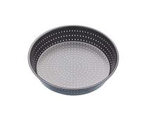 MasterClass Crusty Bake Perforated Pie Dish with Non-Stick Coating, 1 mm Carbon Steel Round Baking Tin, Oven Safe to 220°C, Dishwasher Safe, 23 cm (9 Inch), Grey