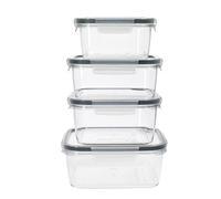 MasterClass Food Storage, Plastic, 1 Liter | Airtight locking seal extends food shelf life while stackable shapes optimize commercial kitchen fridge and pantry space.
