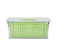 MasterClass Fresh Keeper Stacking Lidded Fridge Storage Box, 1L, Green