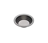 MasterClass KCMCCB73 Crusty Bake 10 cm Perforated Pie Dish with PFOA Non Stick, Robust 1 mm Carbon Steel, 4 Inch Round Individual Tin, Black