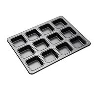 MasterClass KCMCHB69 Brownie Tin with Dividers, PFOA Non Stick Carbon Steel Baking Pan to Make 12 Cakes, 34 x 26 cm, Grey