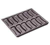 MasterClass KCMCHB81 12 Mould Eclair Baking Tray with PFOA Non Stick, Robust 1 mm Carbon Steel, 31 x 25.5 cm Tin, Grey