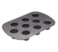MasterClass KCMCHB89 Canele Moulds with PFOA Non Stick, Robust 1 mm Carbon Steel, 9 Hole 32.5 x 22 cm Baking Tin, Grey